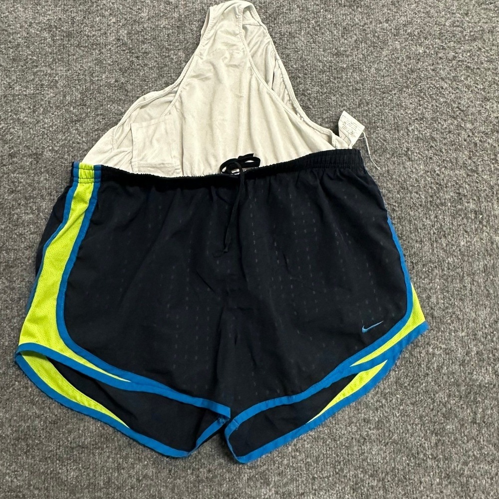 Nike Shorts Womens Size L Black Blue Neon Fit Dry Running Athletic Breathable
